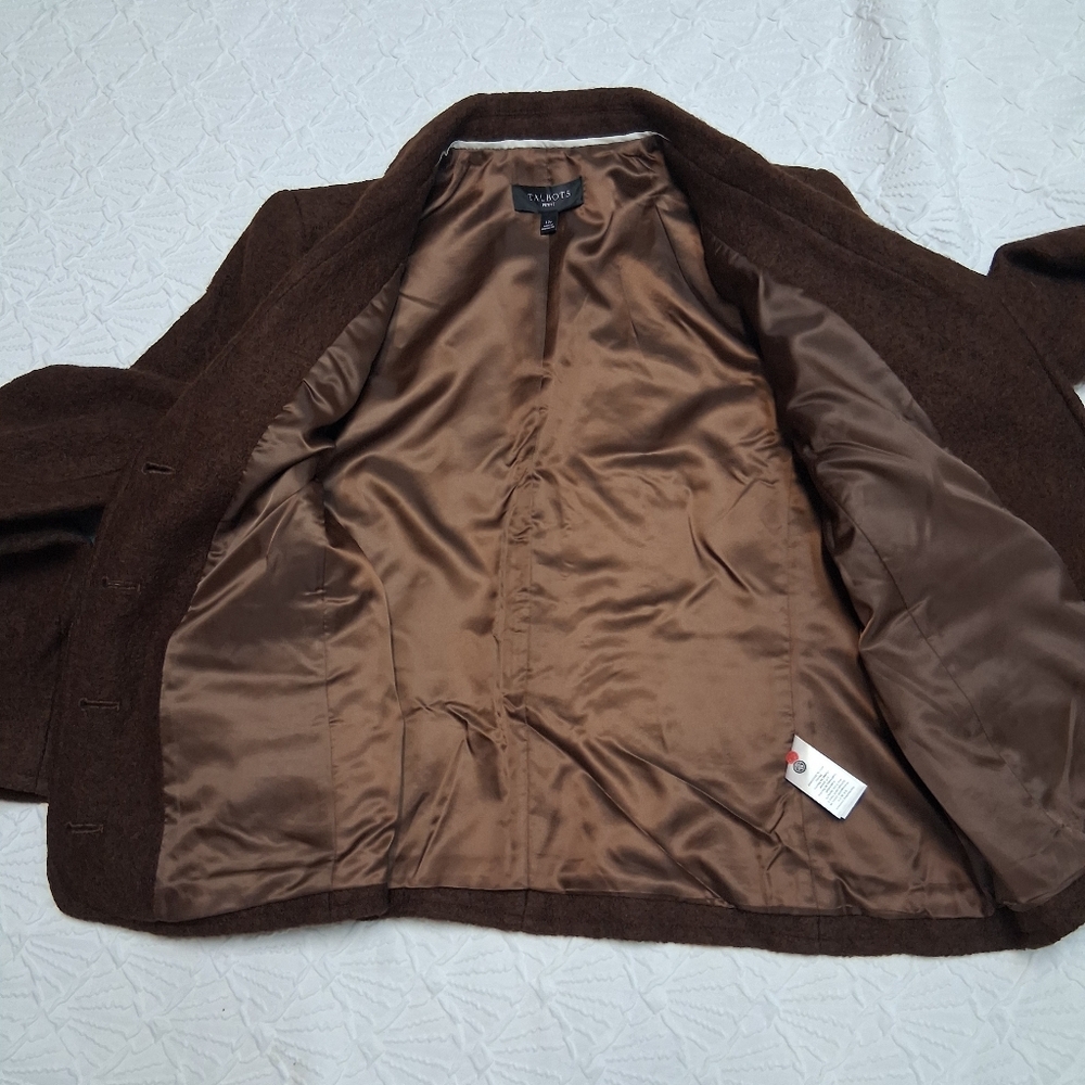 Talbots Brown Blazer with Gold Button Accents Size 12p 40% Wool - Picture 16 of 17